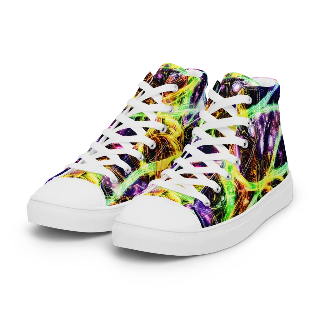 Prismatic Gravity on Women's High Top Canvas Shoes — Left Front