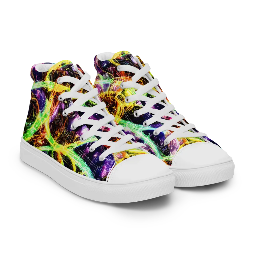 Prismatic Gravity on Women's High Top Canvas Shoes — Right Front