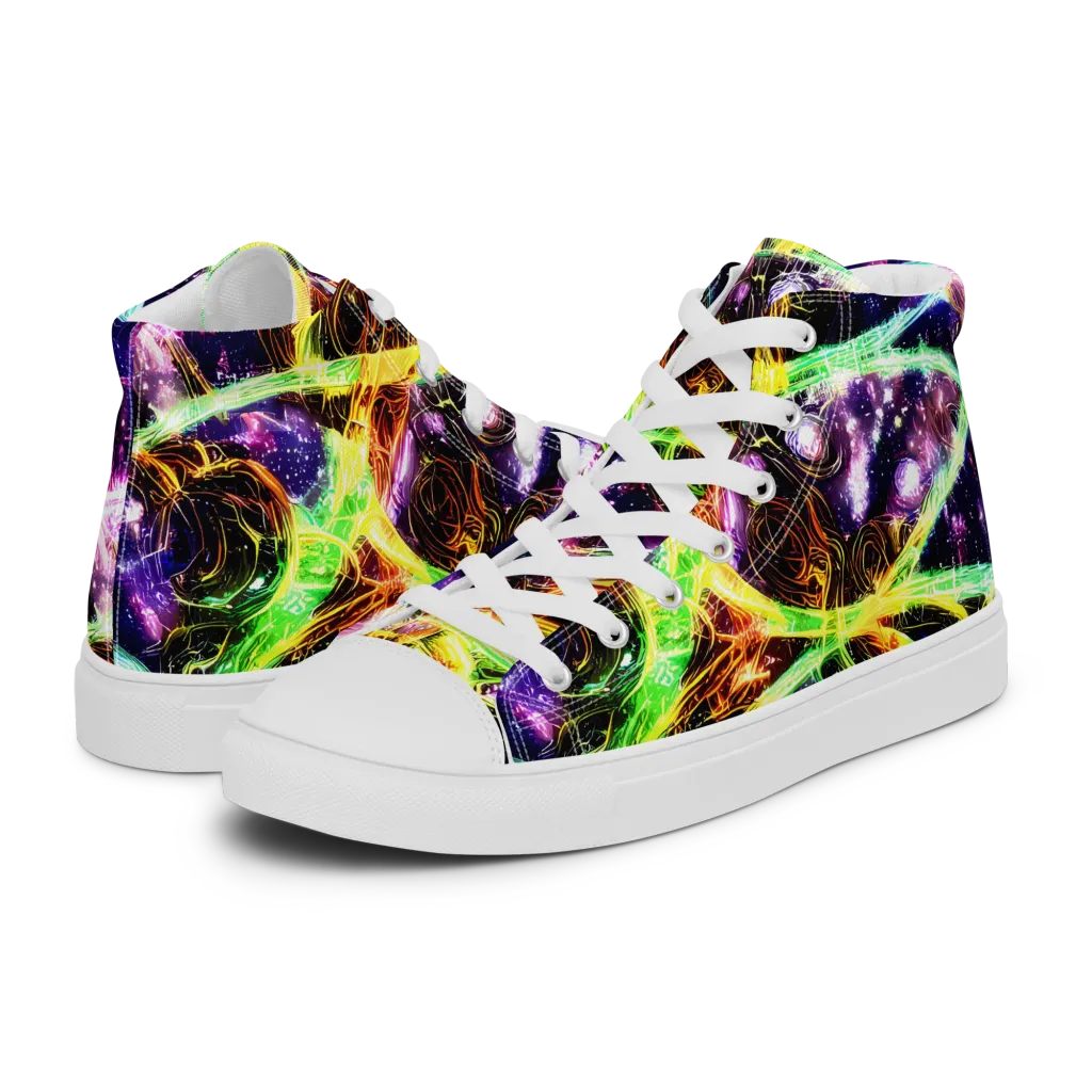 Prismatic Gravity on Women's High Top Canvas Shoes — Left