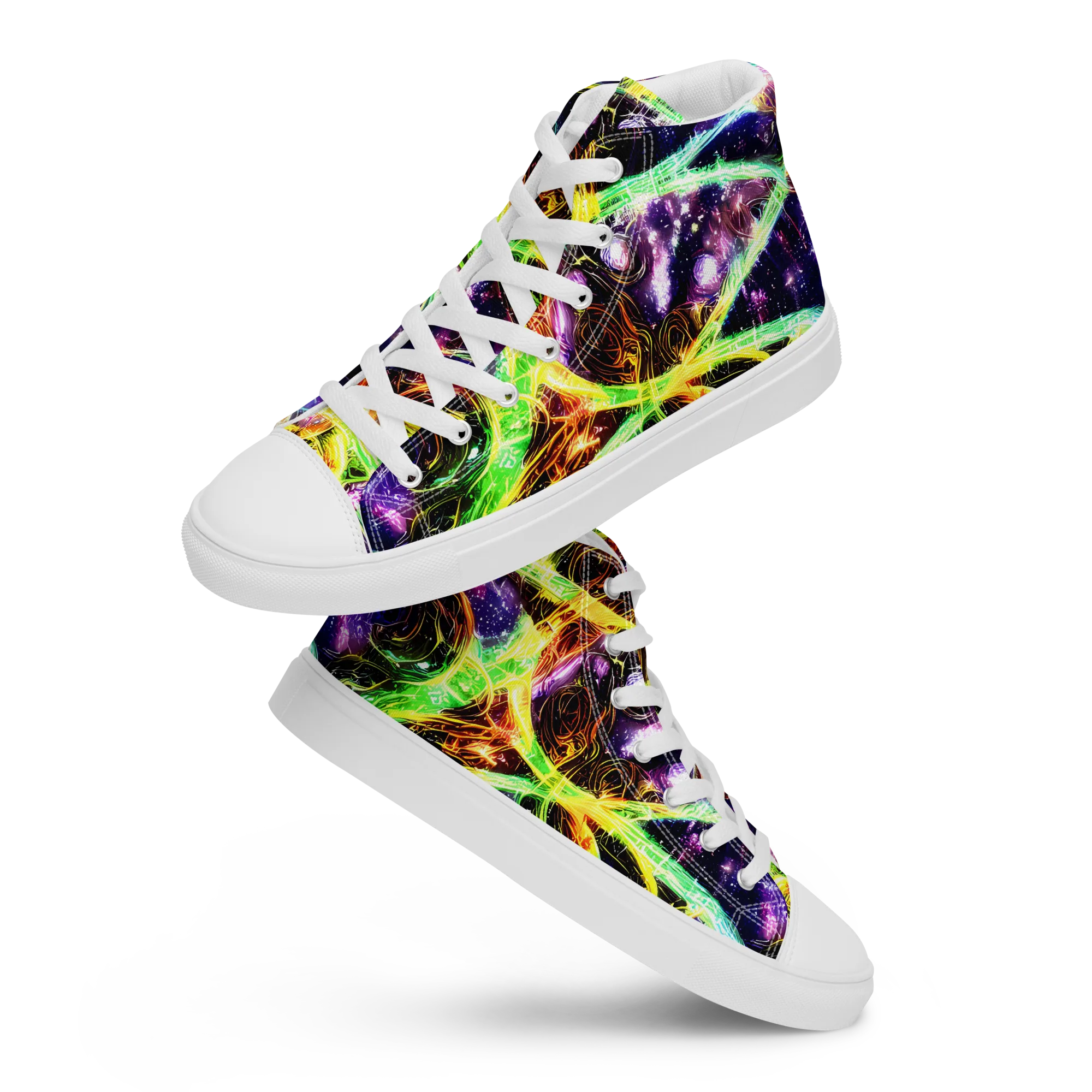 Prismatic Gravity on Women's High Top Canvas Shoes — Front