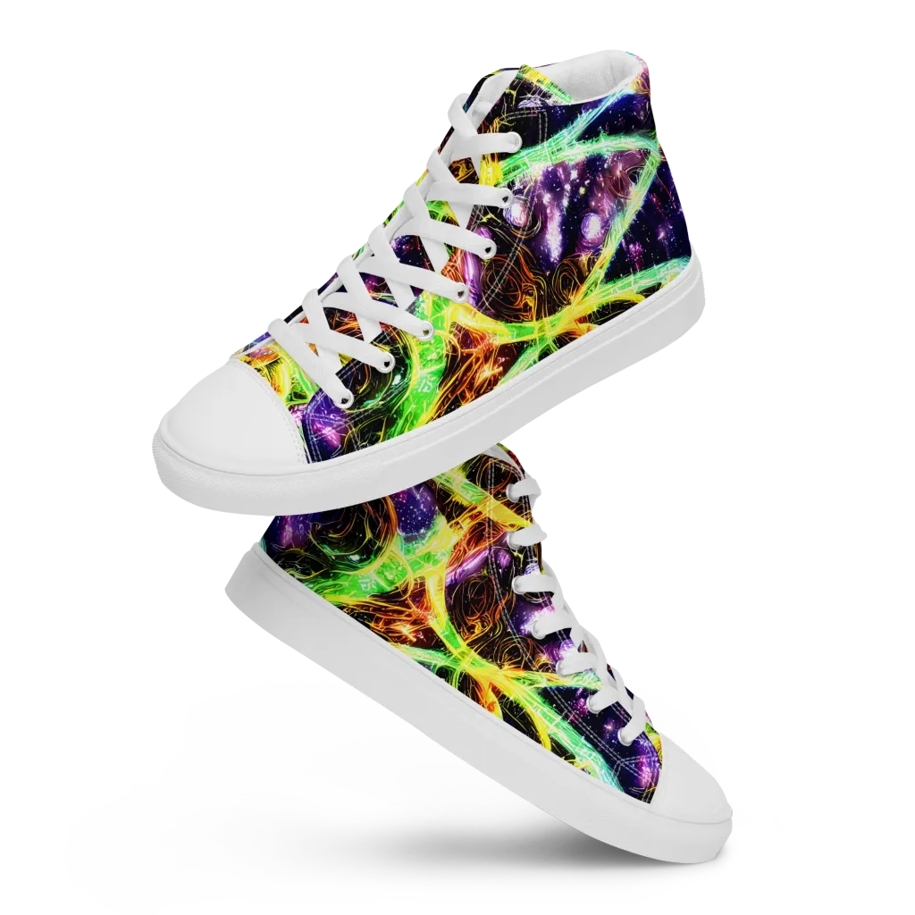 Prismatic Gravity on Women's High Top Canvas Shoes — Front