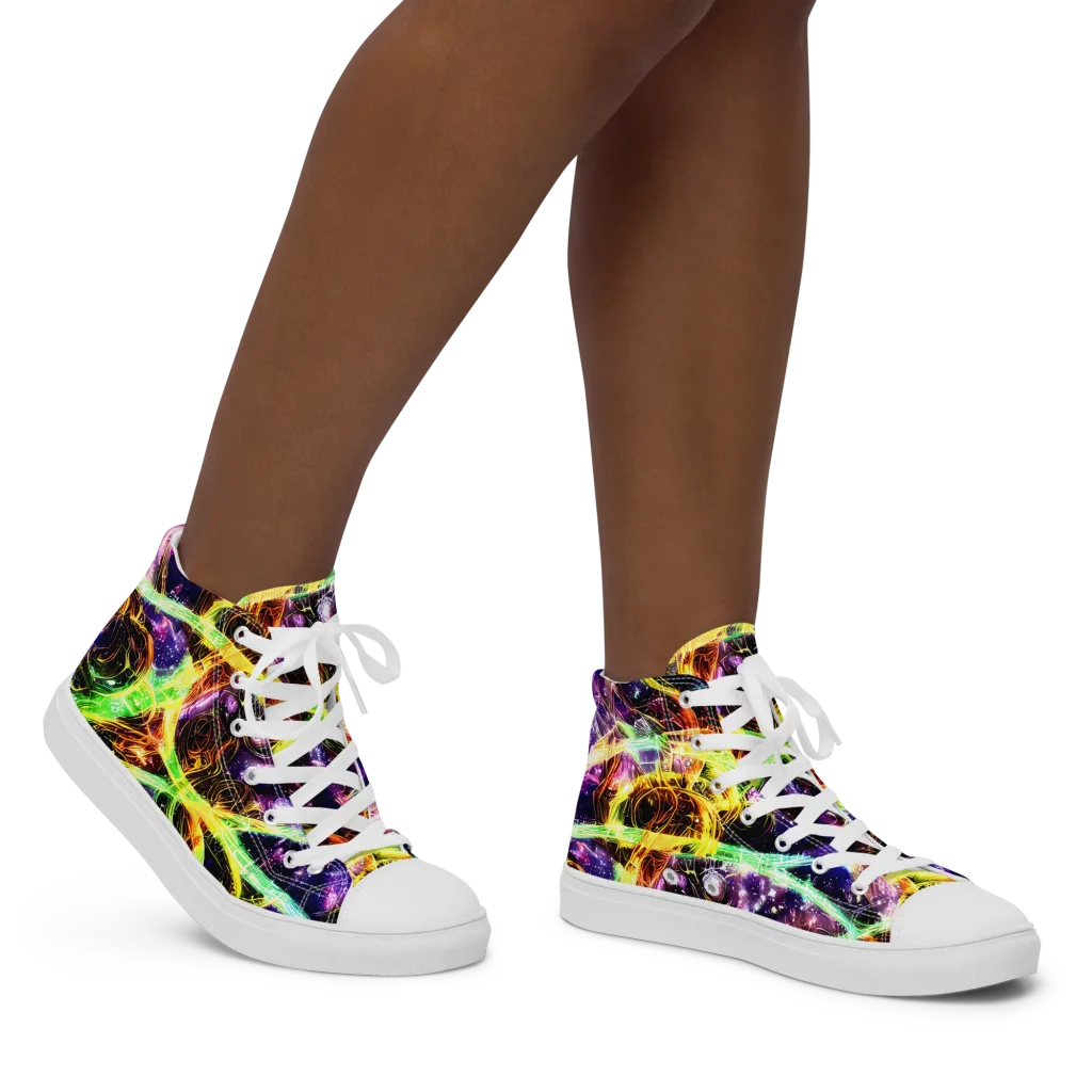 Prismatic Gravity on Women's High Top Canvas Shoes — Right