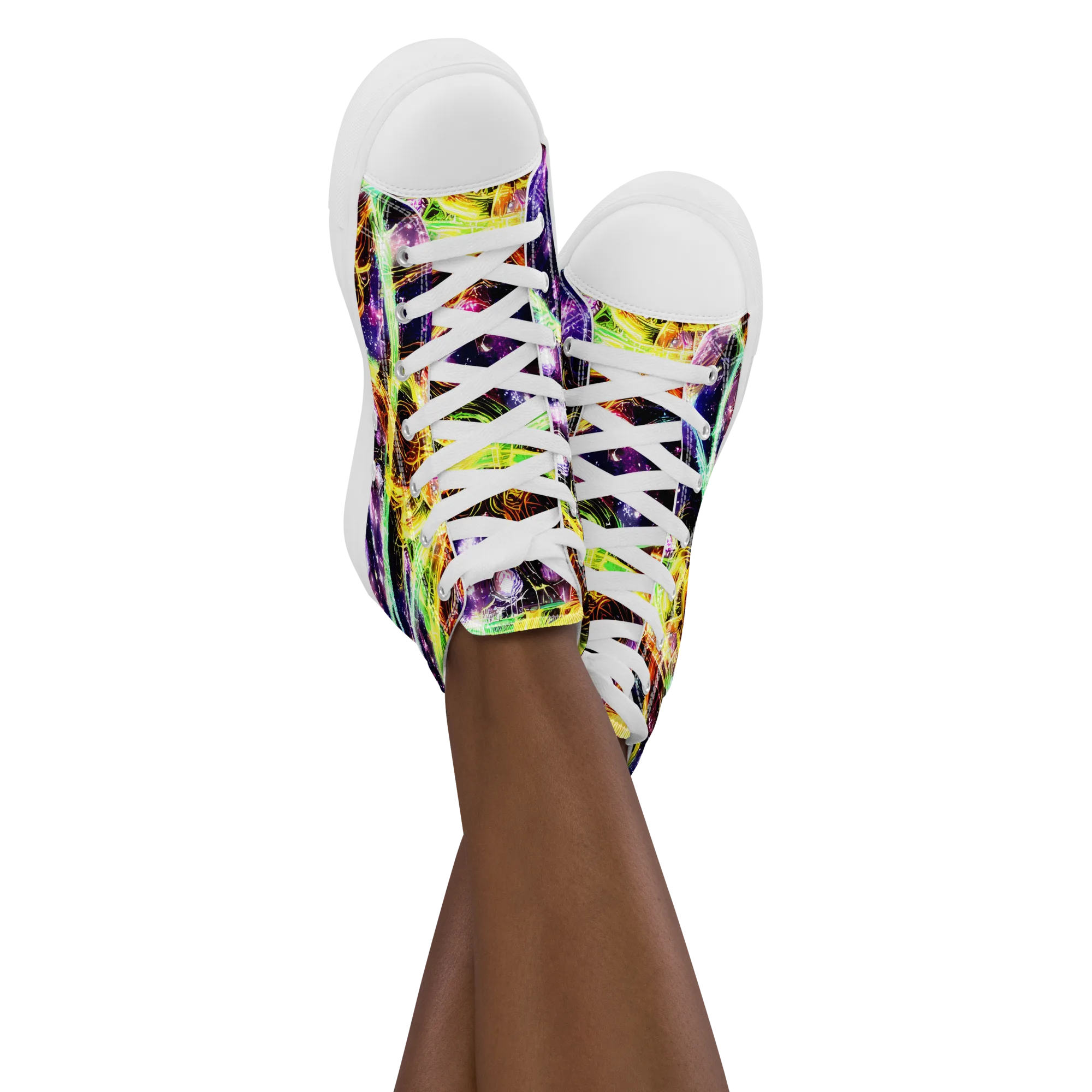 Prismatic Gravity on Women's High Top Canvas Shoes — Front