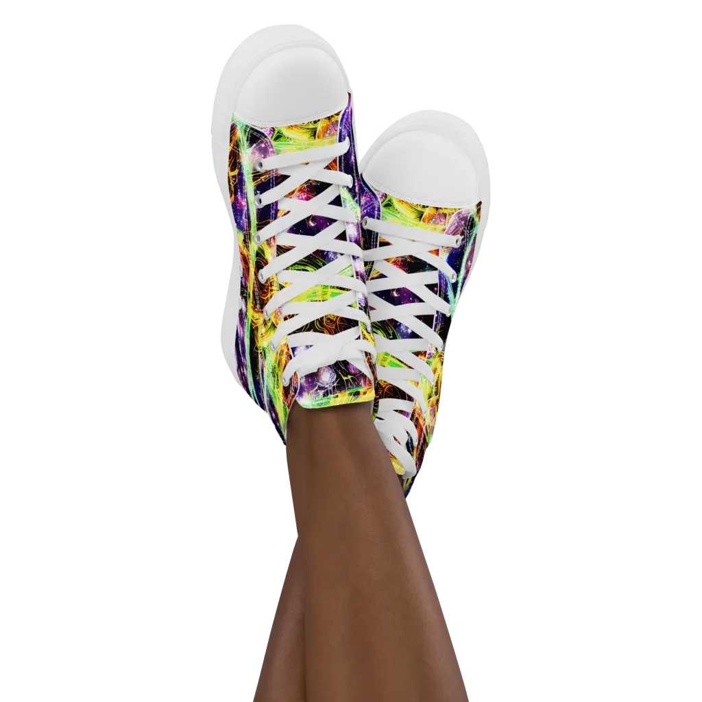 Prismatic Gravity on Women's High Top Canvas Shoes — Front