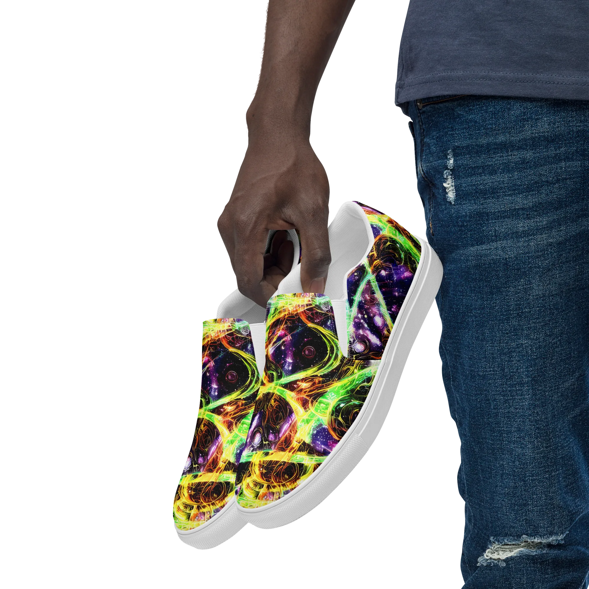 Prismatic Gravity on Men's Slip-On Canvas Shoes — Left Front
