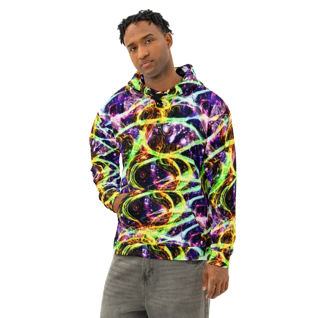 Prismatic Gravity on Cotton Hoodie — Left Front