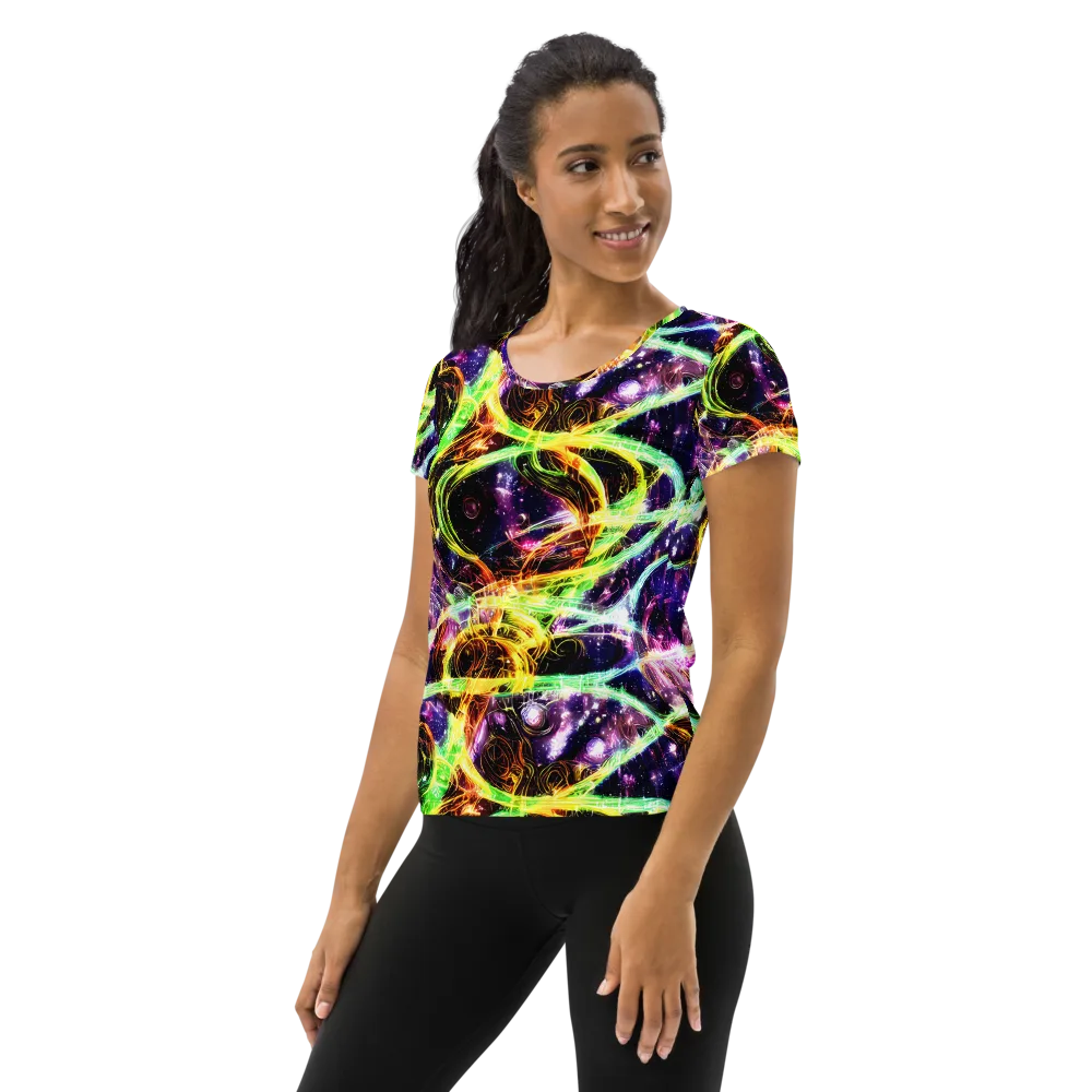 Prismatic Gravity on Women's Athletic T-Shirt — Left