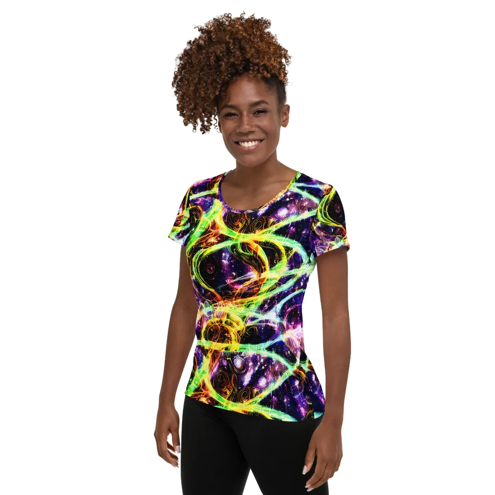 Prismatic Gravity on Women's Athletic T-Shirt — Left