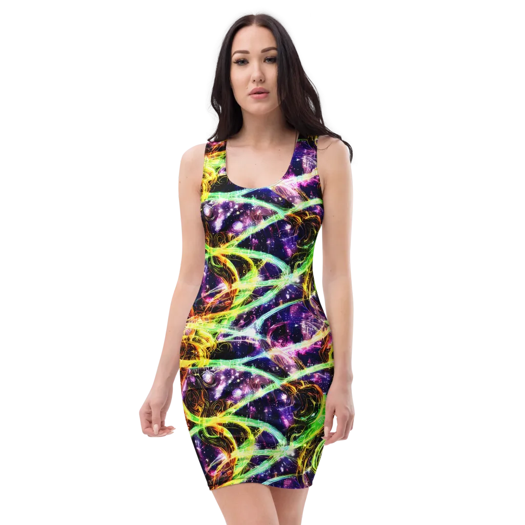 Prismatic Gravity on Bodycon Dress — Front