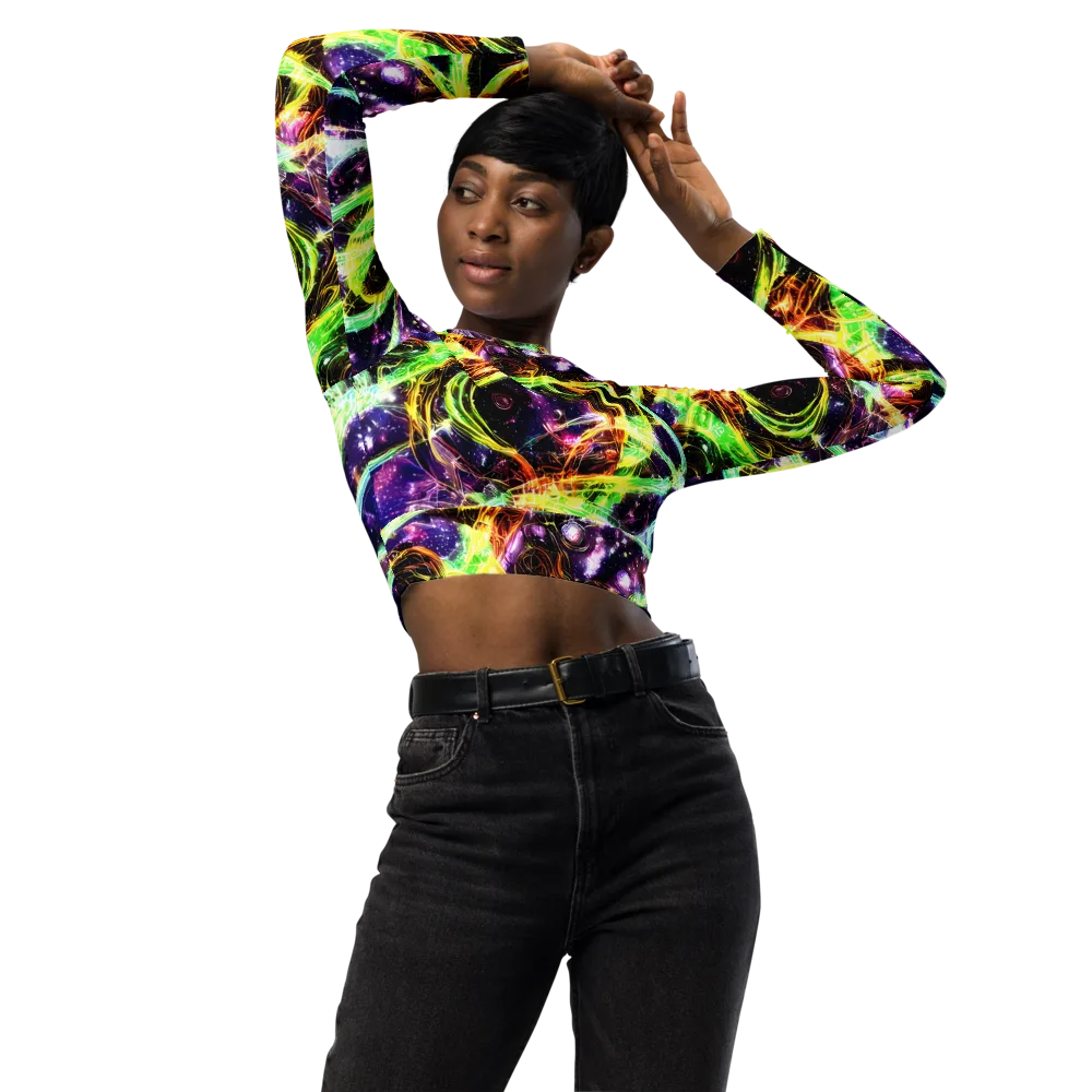 Prismatic Gravity on Long Sleeve Crop Top — Front