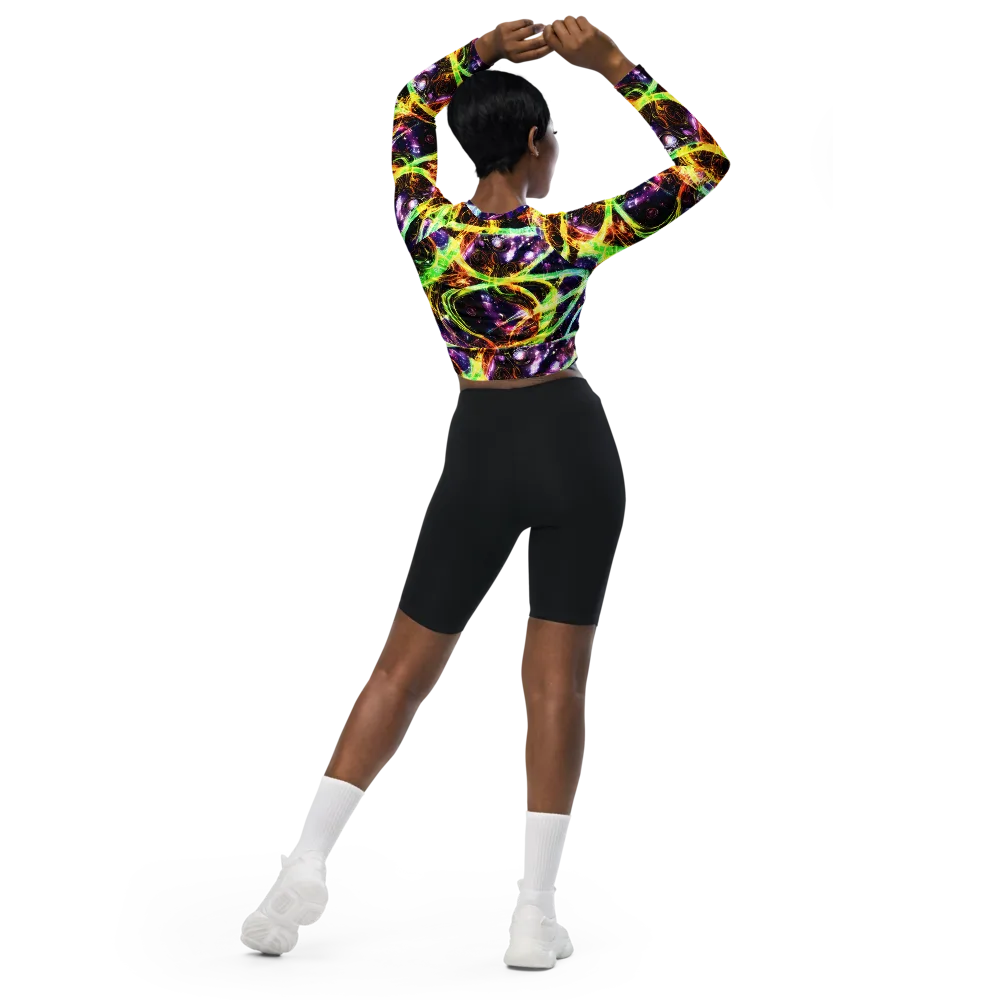 Prismatic Gravity on Long Sleeve Crop Top — Back