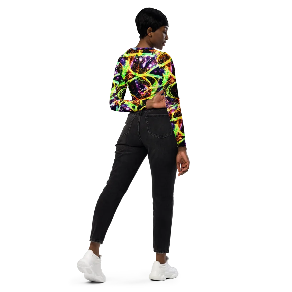 Prismatic Gravity on Long Sleeve Crop Top — Right Back