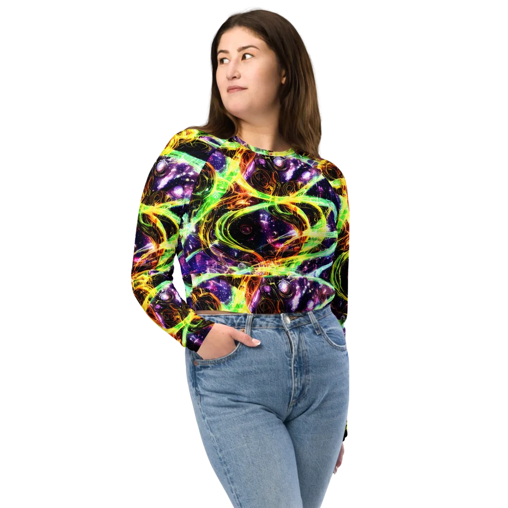 Prismatic Gravity on Long Sleeve Crop Top — Front