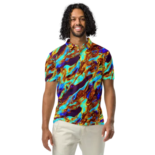 Liquid Supernova on a Men's Slim Fit Polo Shirt