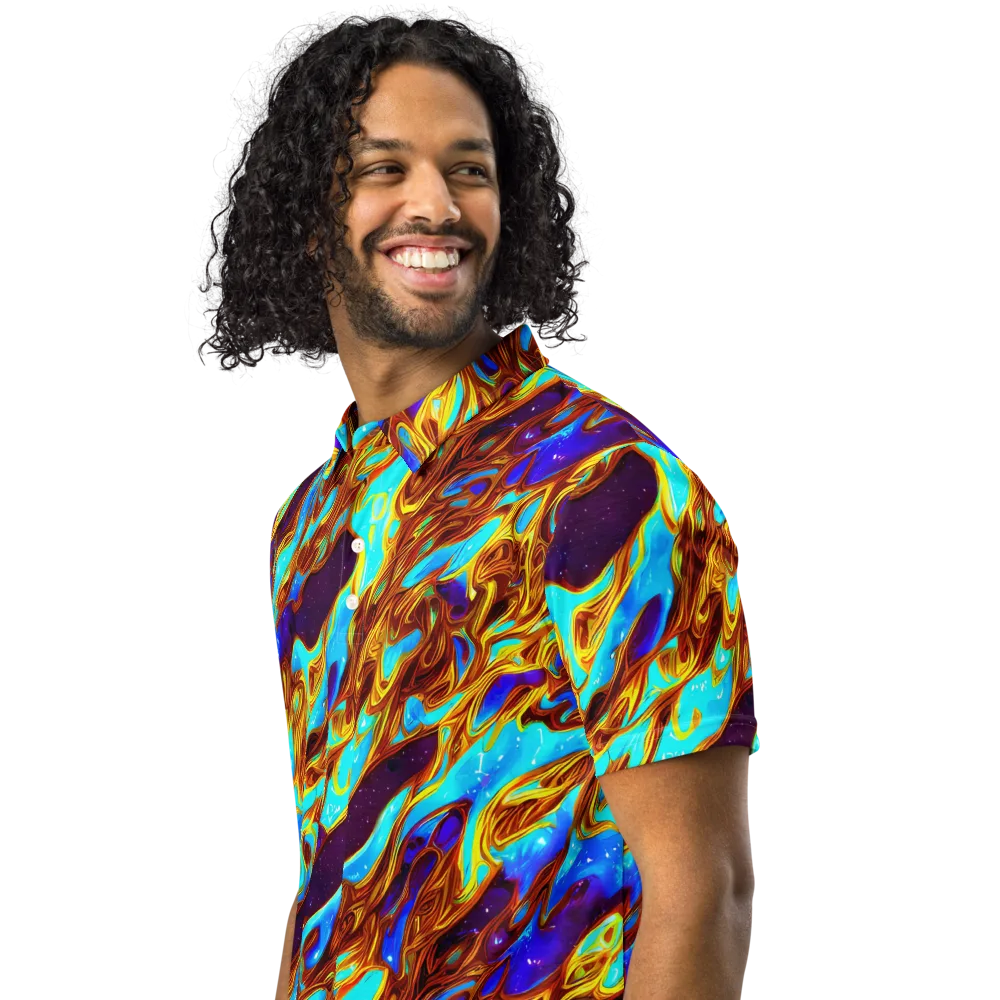 Liquid Supernova on Men's Slim Fit Polo Shirt — Left Front