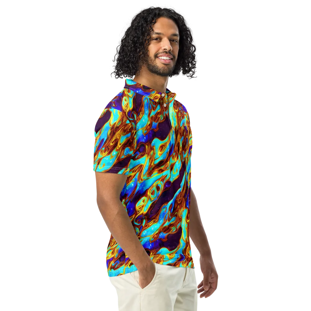 Liquid Supernova on Men's Slim Fit Polo Shirt — Right Front