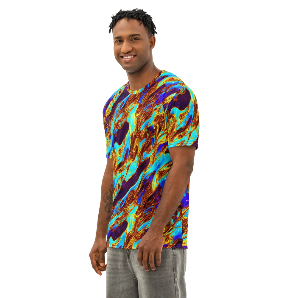 Liquid Supernova on Men's Cotton Crew Neck T-Shirt — Left Front