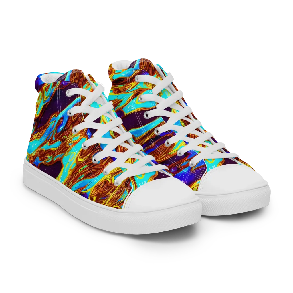 Liquid Supernova on Men's High Top Canvas Shoes — Right Front