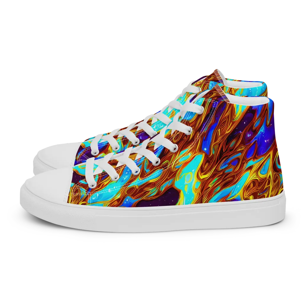 Liquid Supernova on Men's High Top Canvas Shoes — Left