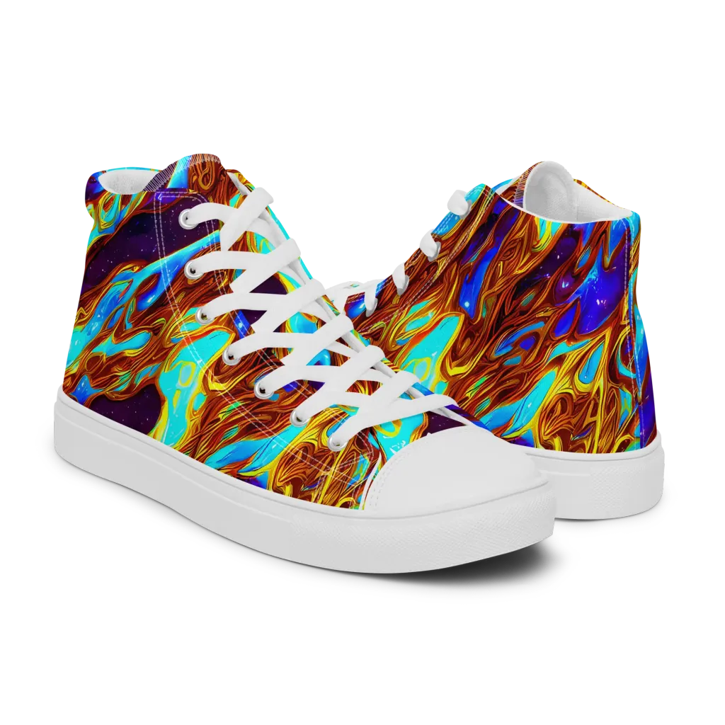 Liquid Supernova on Men's High Top Canvas Shoes — Right