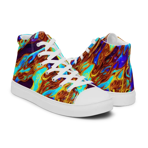 Liquid Supernova on a Men's High Top Canvas Shoes