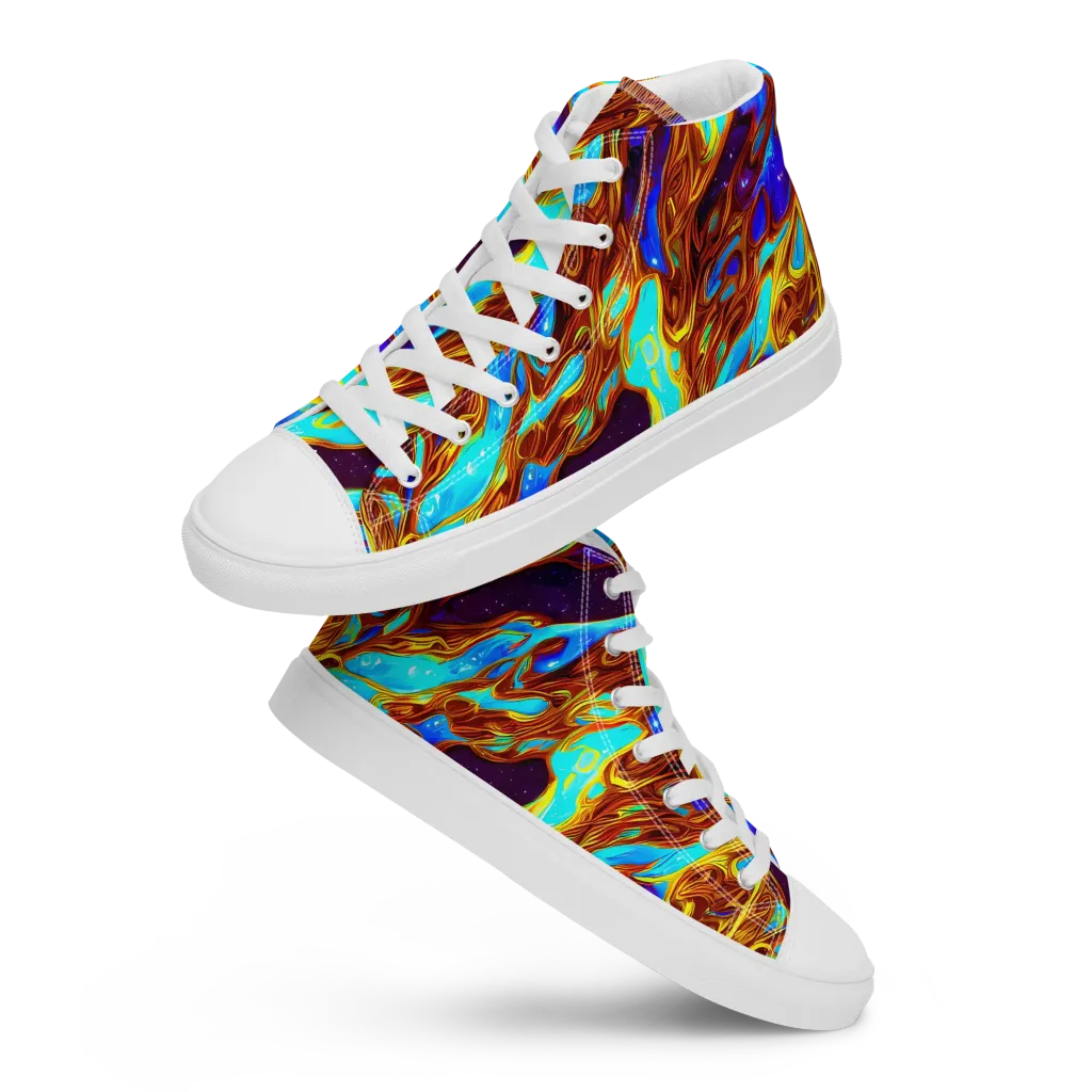 Liquid Supernova on Men's High Top Canvas Shoes — Front