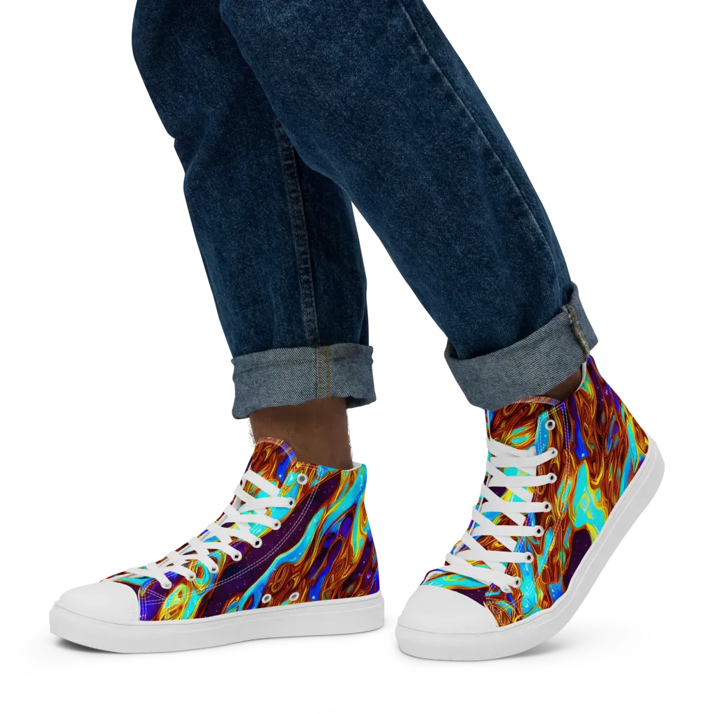 Liquid Supernova on Men's High Top Canvas Shoes — Left