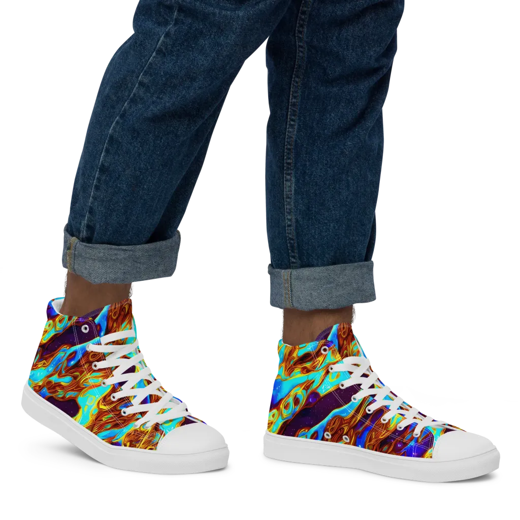 Liquid Supernova on Men's High Top Canvas Shoes — Right