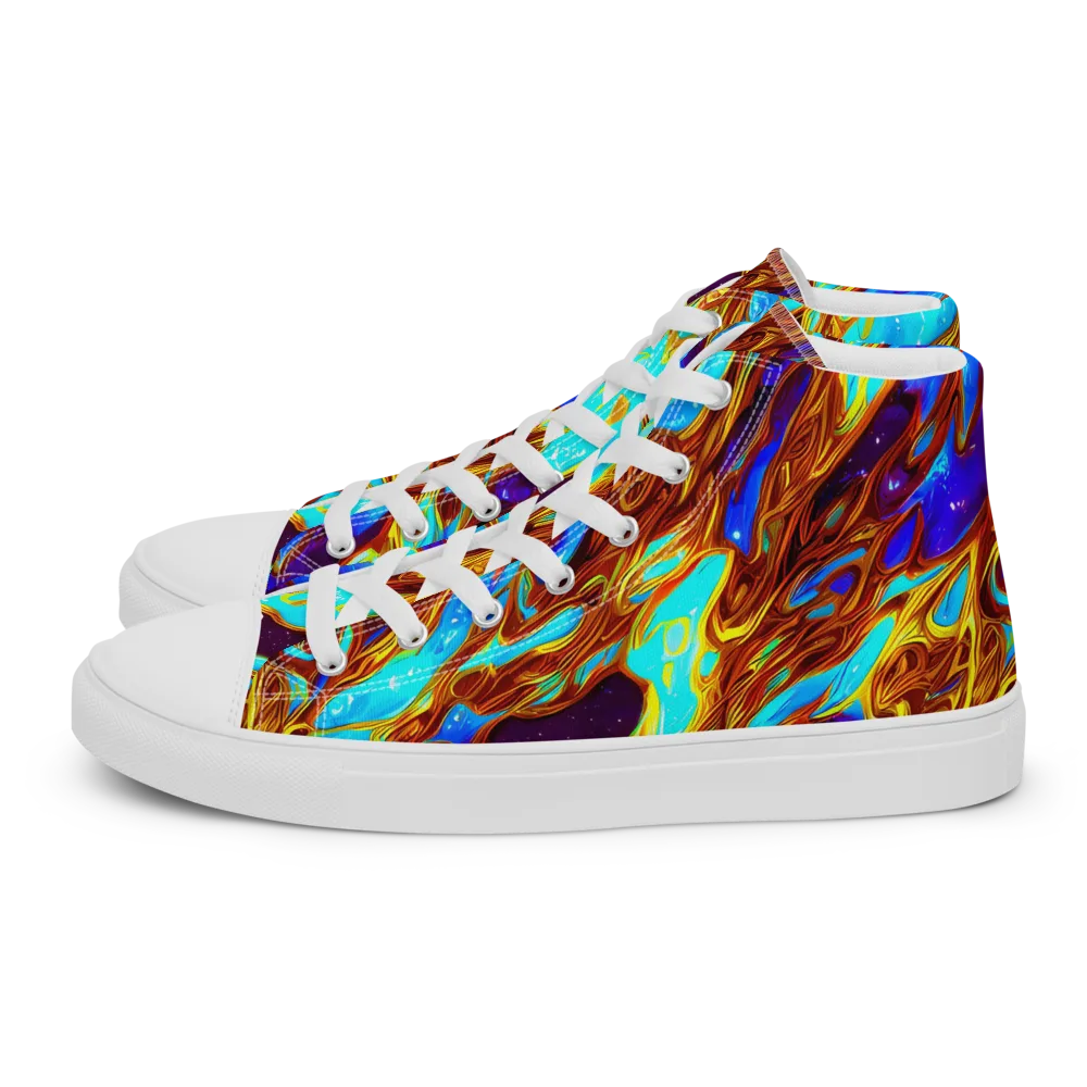 Liquid Supernova on Women's High Top Canvas Shoes — Left