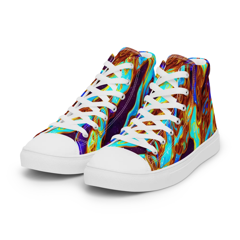 Liquid Supernova on Women's High Top Canvas Shoes — Left Front