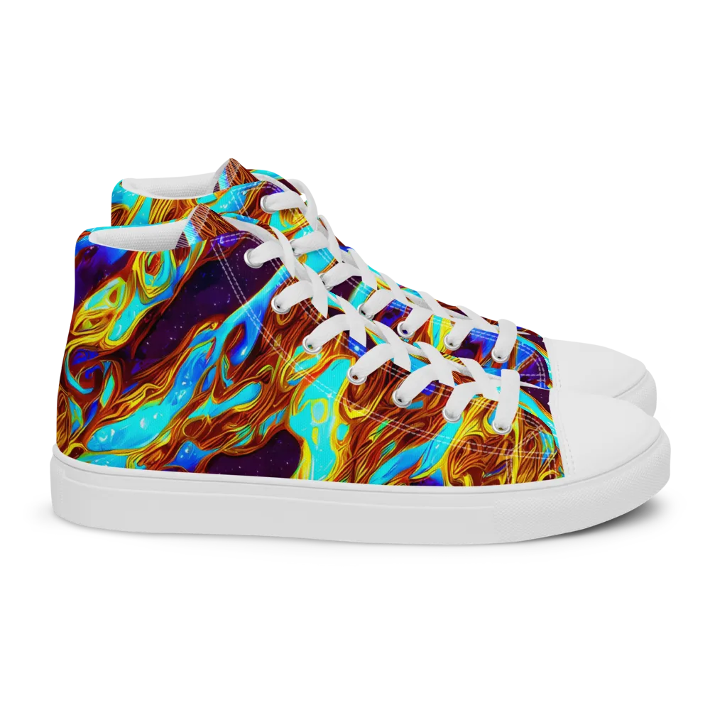 Liquid Supernova on Women's High Top Canvas Shoes — Right