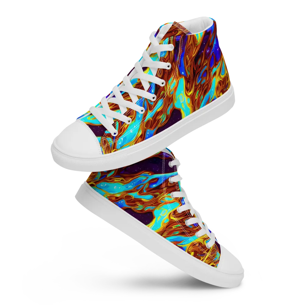 Liquid Supernova on Women's High Top Canvas Shoes — Front