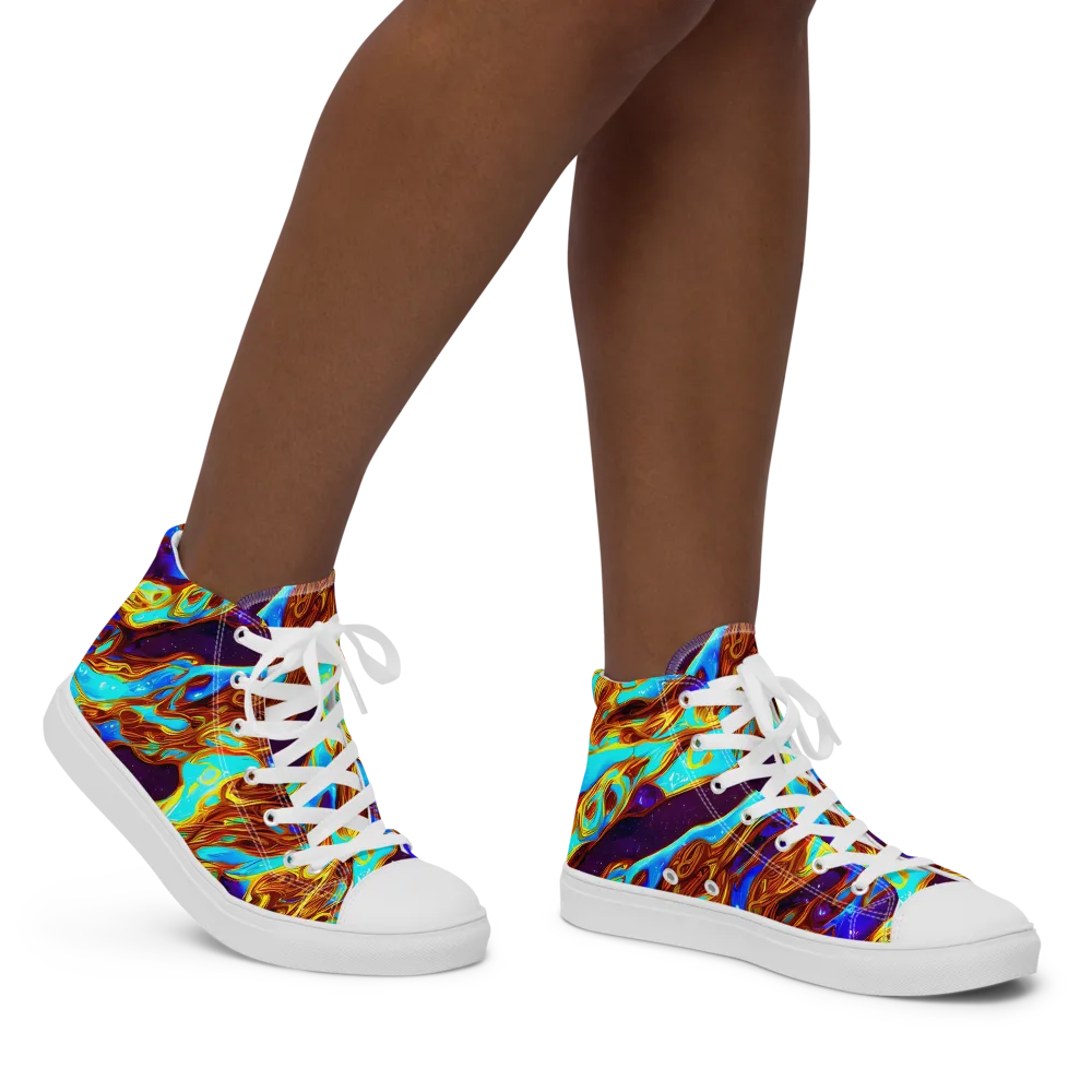 Liquid Supernova on Women's High Top Canvas Shoes — Right