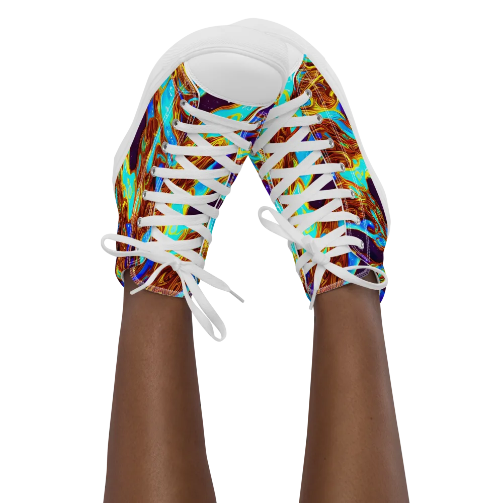 Liquid Supernova on Women's High Top Canvas Shoes — Front