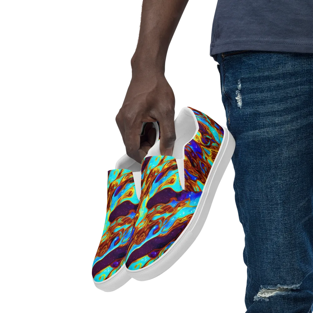 Liquid Supernova on Men's Slip-On Canvas Shoes — Left Front