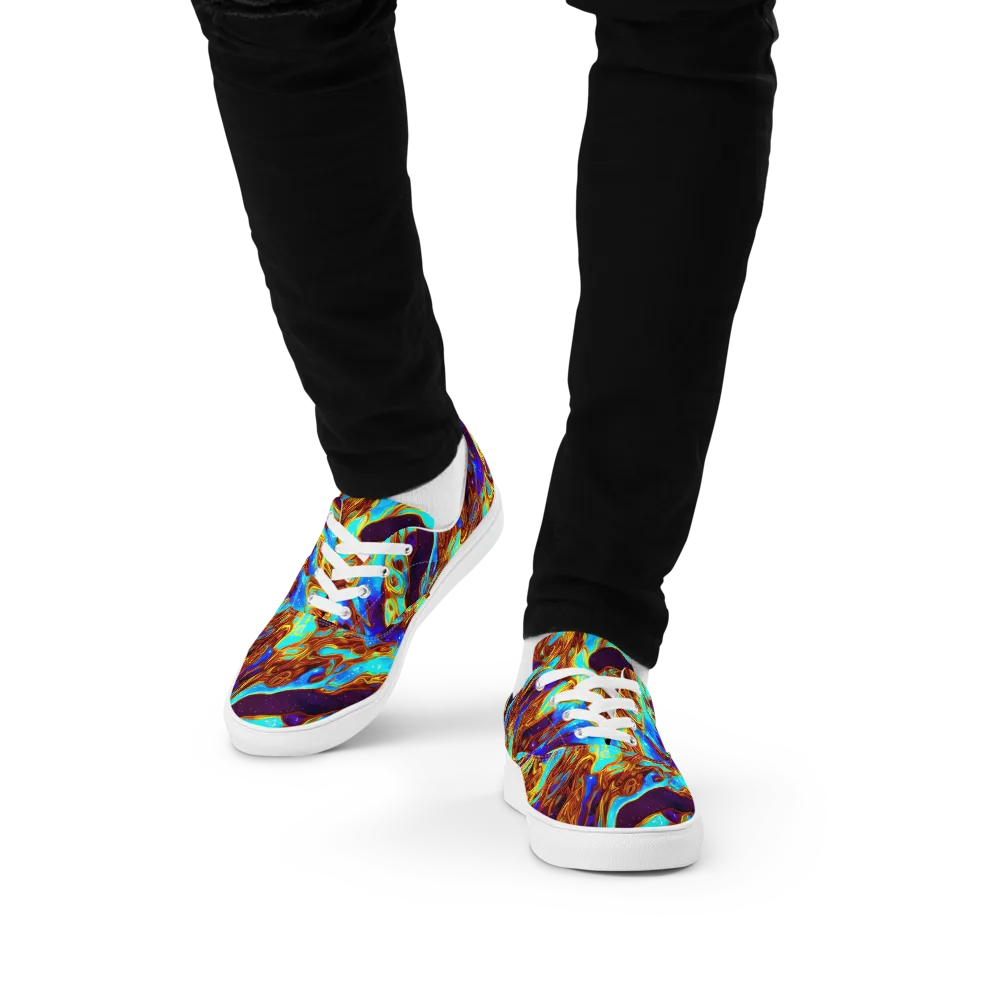Liquid Supernova on Men's Lace-Up Canvas Shoes — Front