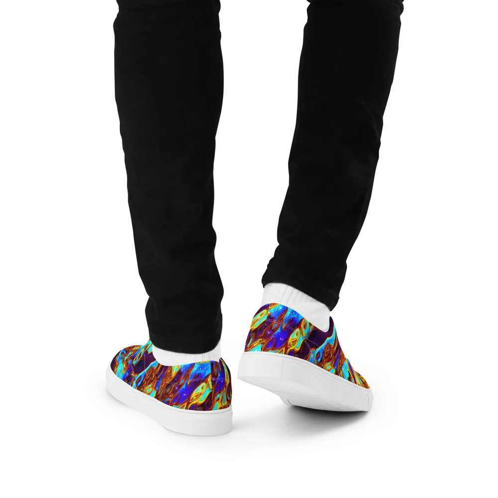 Liquid Supernova on Men's Lace-Up Canvas Shoes — Back