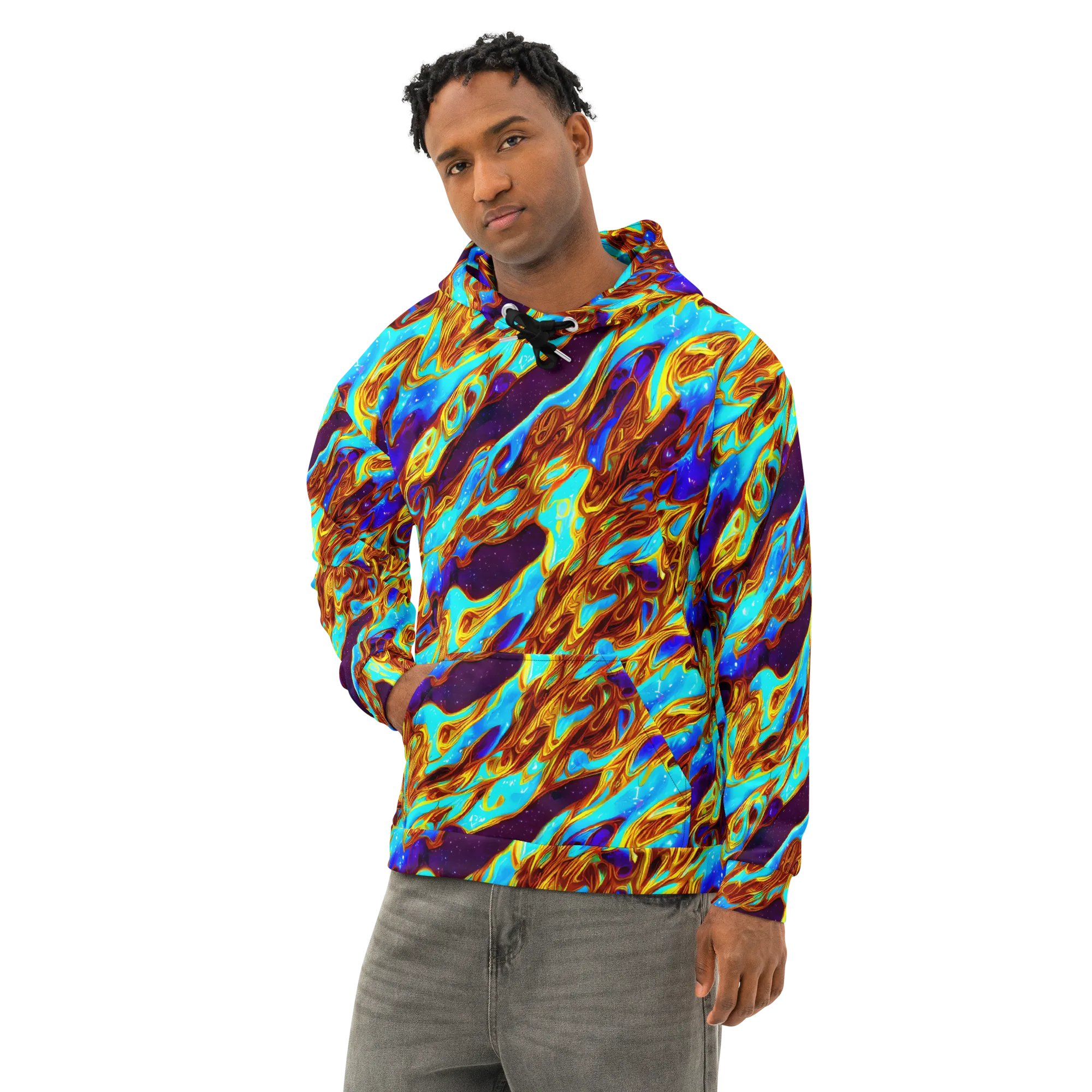 Liquid Supernova on Cotton Hoodie — Left Front