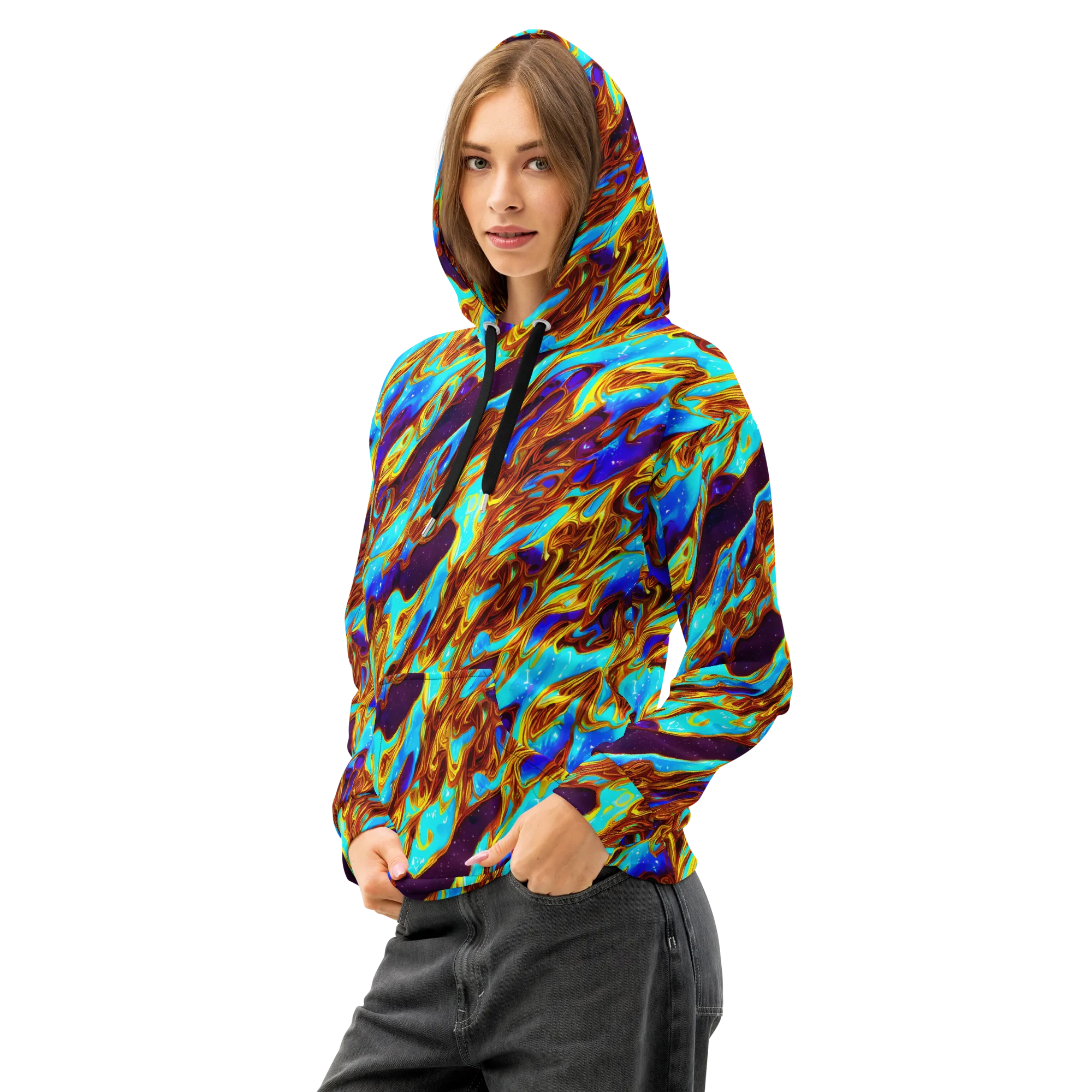 Liquid Supernova on Cotton Hoodie — Left Front