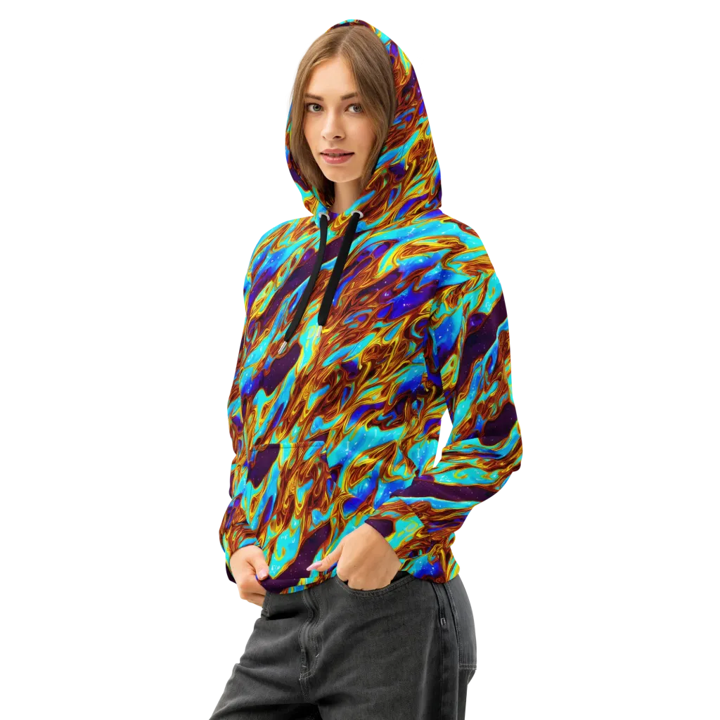 Liquid Supernova on Cotton Hoodie — Left Front