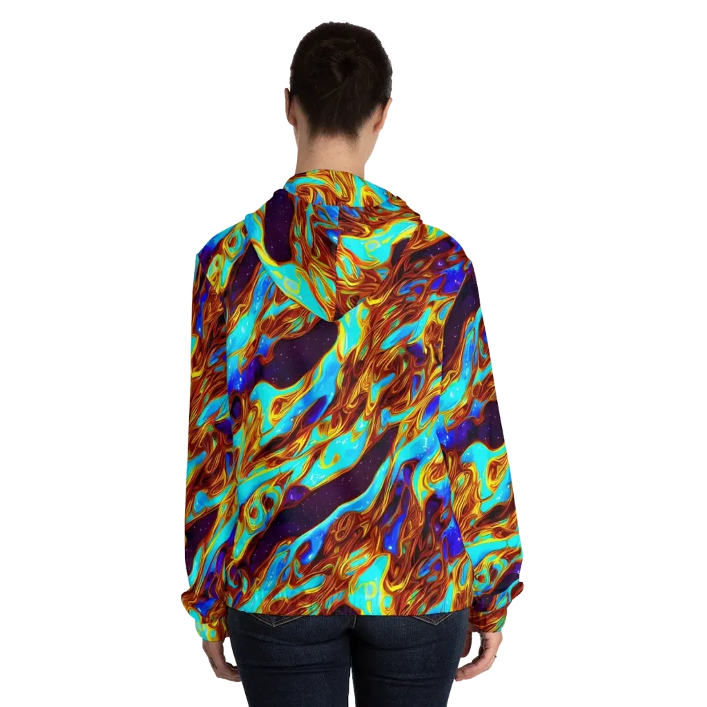 Liquid Supernova on Women's Full-Zip Hoodie — Back On Person