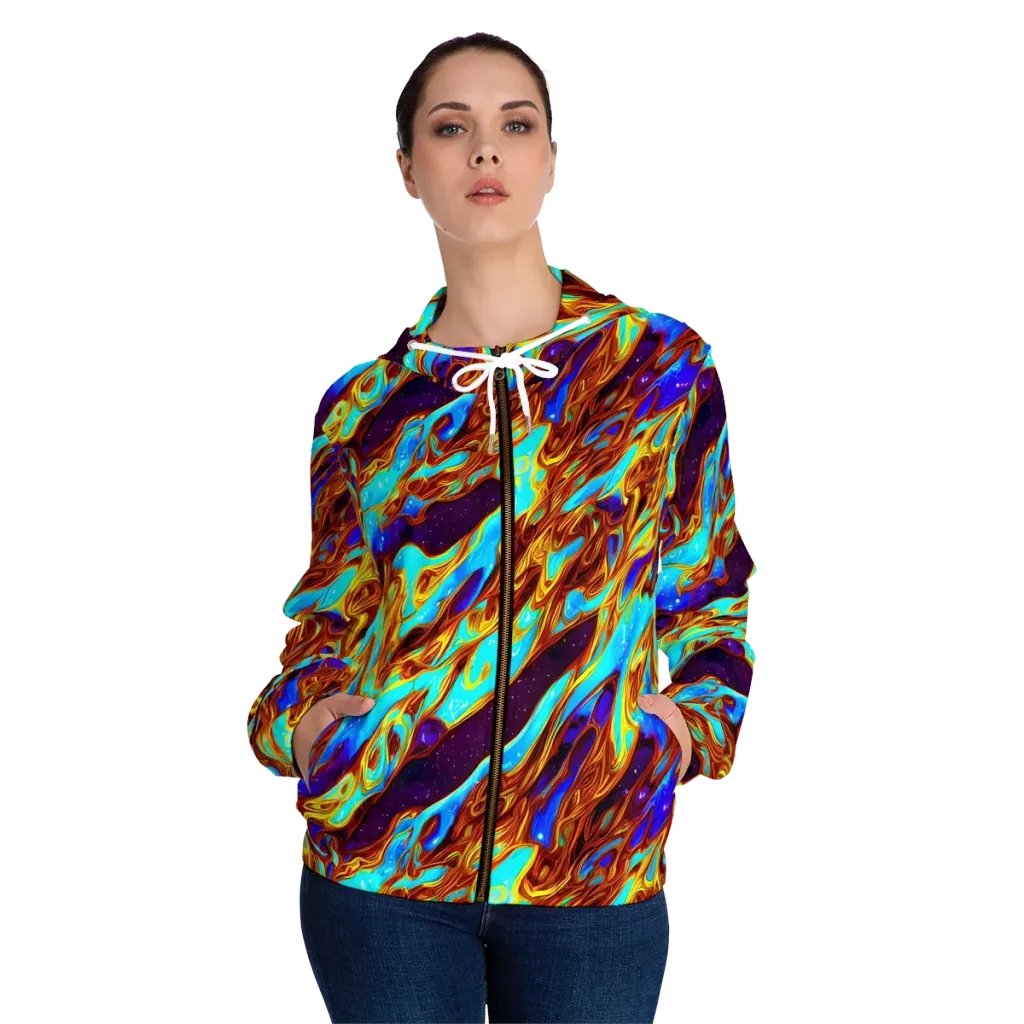 Liquid Supernova on Women's Full-Zip Hoodie — Front On Person