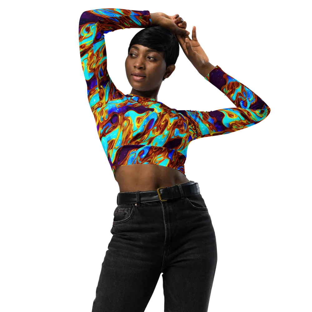 Liquid Supernova on Long Sleeve Crop Top — Front