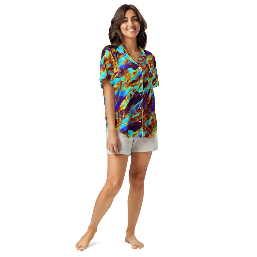 Liquid Supernova on Women's Short Sleeve Pajama Top — Front