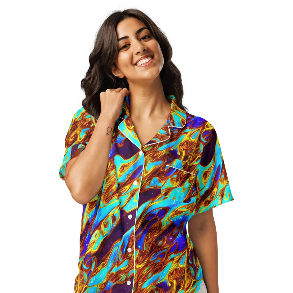 Liquid Supernova on Women's Short Sleeve Pajama Top — Front