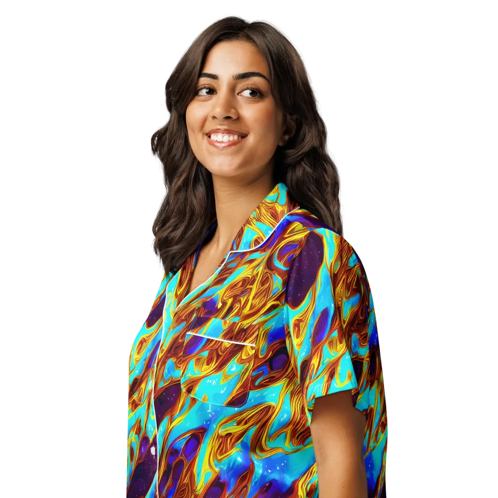 Liquid Supernova on Women's Short Sleeve Pajama Top — Left Front