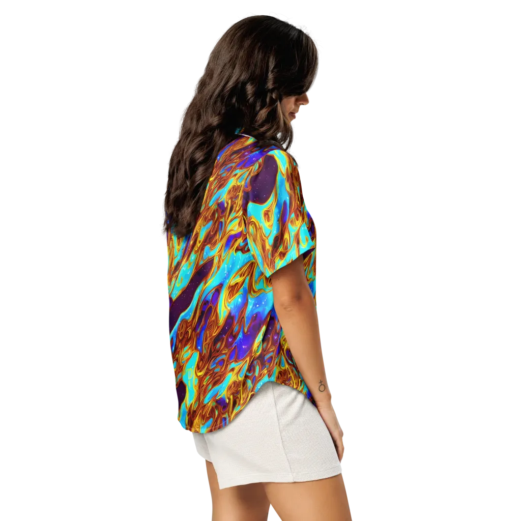 Liquid Supernova on Women's Short Sleeve Pajama Top — Right Back