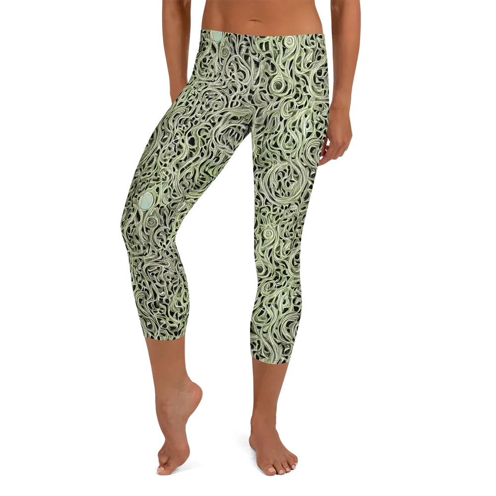 Sage Vortex on Capri Leggings — Front
