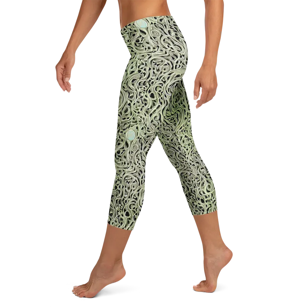 Sage Vortex on Capri Leggings — Left