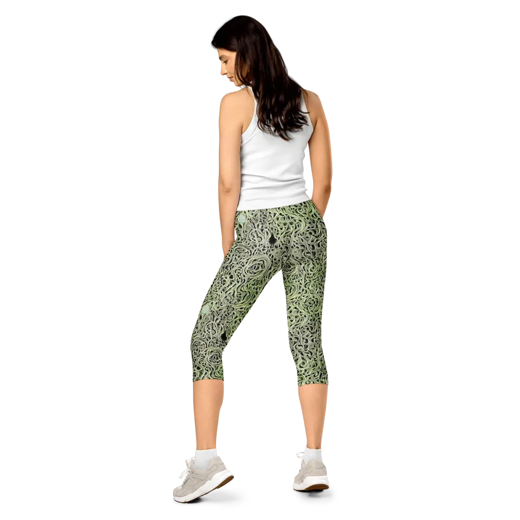 Sage Vortex on Capri Leggings — Back